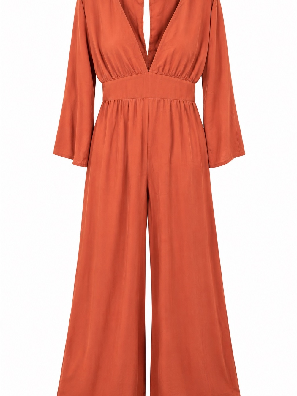 ASOS Rust Deep V-Waist Wide-Leg Jumpsuit